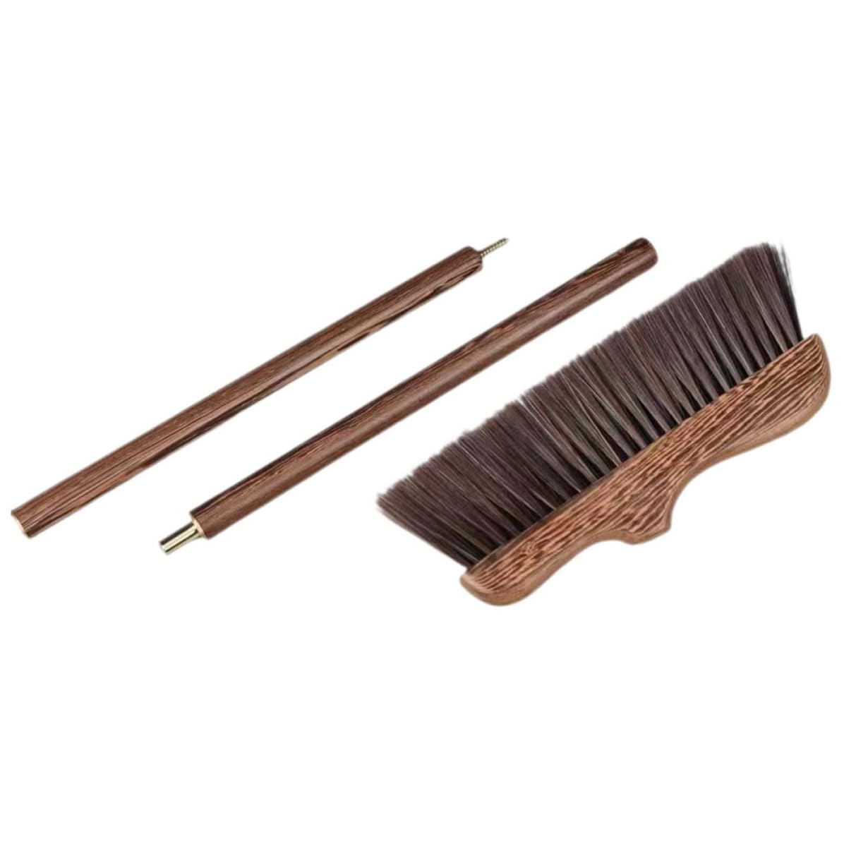 Escoba de Mango Largo de Madera Cerdas Suaves para Limpieza Profunda en Interiores y Exteriores Adecuado para Patios y Suelos