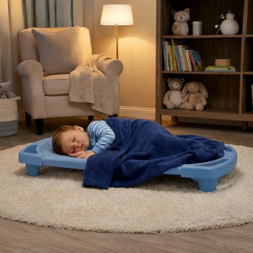 Image of Angeles Sleeping Cot Daycare Essentials, Wedgewood Blue, Toddler, Single