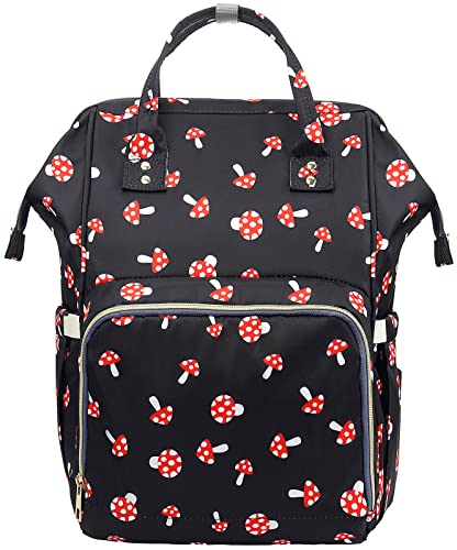 Image of FEWOFJ Mushroom Diaper Bag Backpack, Womens Large Waterproof Maternity Nappy Bags