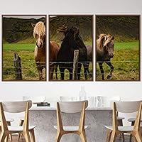 3 Piece Framed Canvas Wall Art Horses Farmhouse Fun Horse for Living Room Bedroom - 16