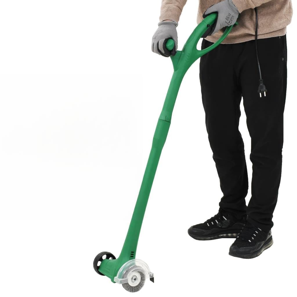 Gecheer Barredora Eléctrica de Maleza 140W, Cepillo de Nylon y Metal, Cubierta de Seguridad, Eliminación de Malas Hierbas sin Químicos, para Losas y Senderos, Verde