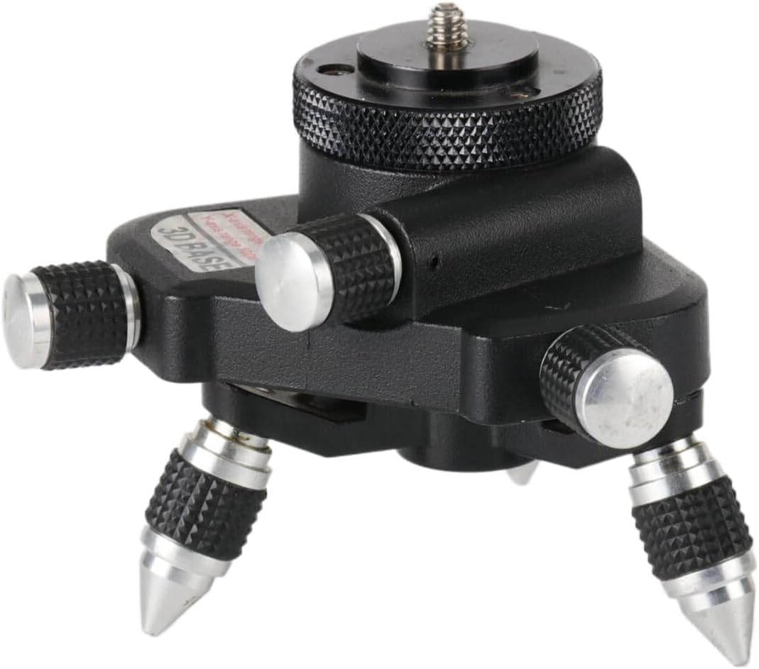 Laser Level Adapter with 360° Micro Rotary Knob, Height Adjustable Aluminum Base, 1/4’’ and 5/8’’ Threaded Mounts for Laser Level Devices