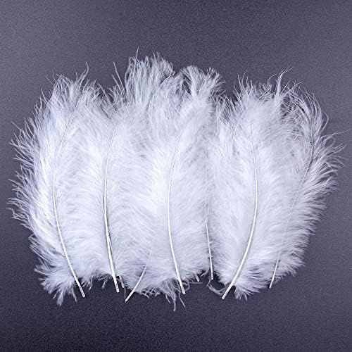 200pcs 4-6 Inches Fluffy Turkey Marabou White Feathers for Crafts Dreamcatcher Fringe Trim Colored Feathers Accessories Pack