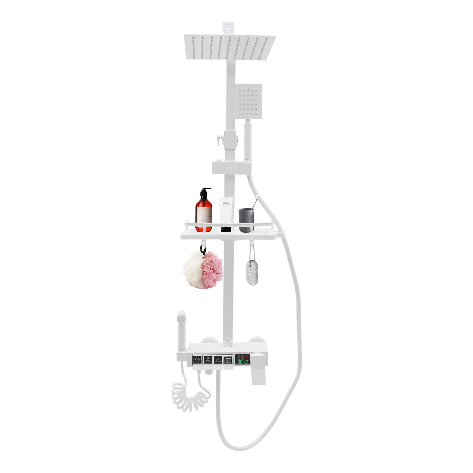Douchette en laiton et colonne de douche thermostatique argentée haute durabilité