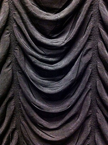 Black Drop Ruche Double Knit Stretch Polyester Spandex Fabric By The Yard #TOP1