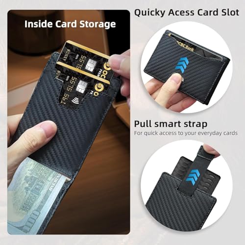 Genuine Leather Slim Wallet for Men, RFID Blocking Bifold Design with Money Clip and 12 Card Slots (Black)3
