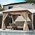 LAUSAINT HOME Outdoor Patio Gazebo 10'x10' with Expansion Bolts, Heavy Duty Party Tent & Shelter with Double Roofs, Mosquito Nettings and Privacy Screens for Backyard, Garden, Lawn, Champagne Khaki