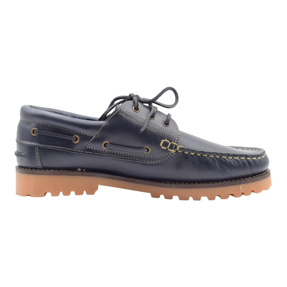 Pasarela - Zapatos náuticos Pasarela de Piel con Cordones para Hombre en Color Azul Piel