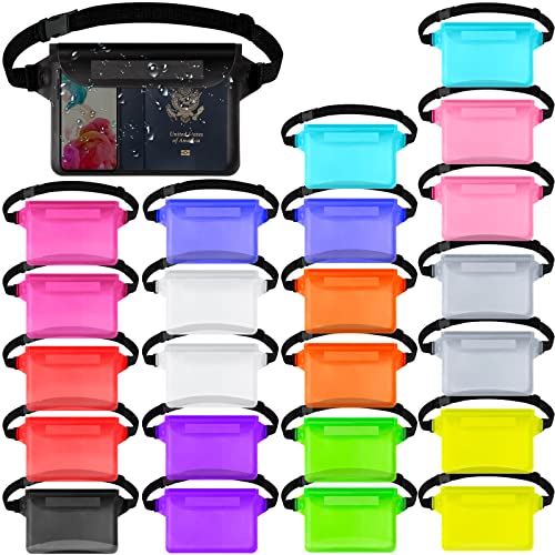 24 piezas de bolsas impermeables para teléfono con correa de cintura, colores vibrantes, para playa, kayak, natación, snorkel, parque acuático