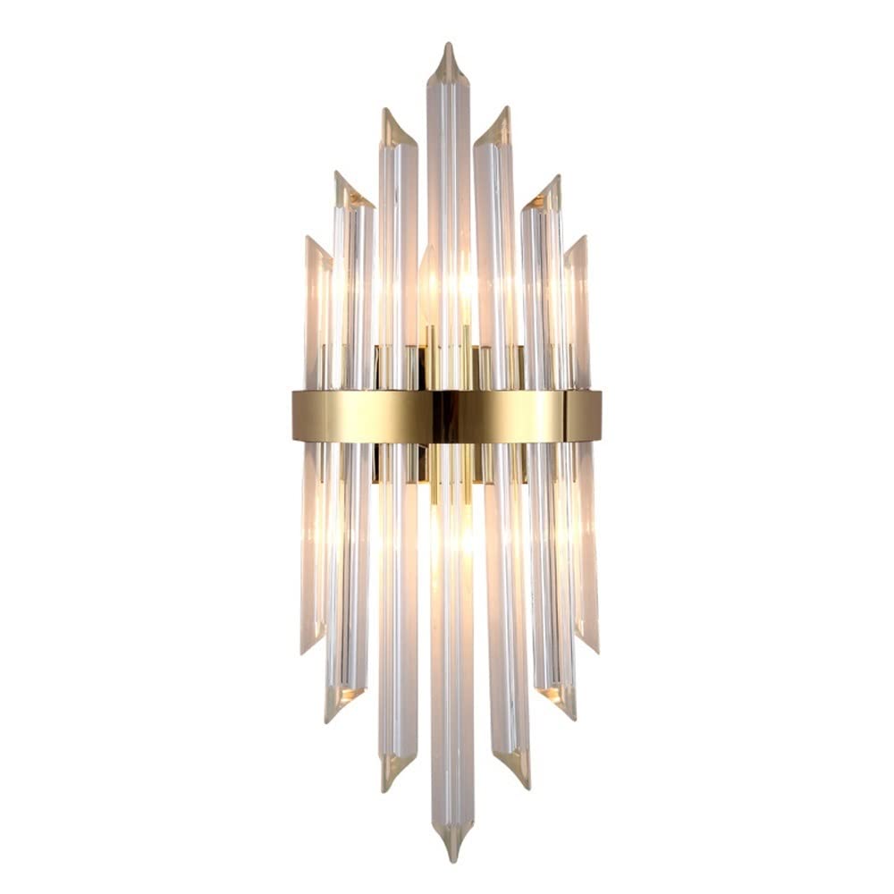 Olskfuh Gold/Light Stainless Steel Wall With Strip Shade Wall Sconce, Postmodern Glass Wall E14 Modern Living Room Decoration Lighting Fixture, Wall Lamps Compatible With,