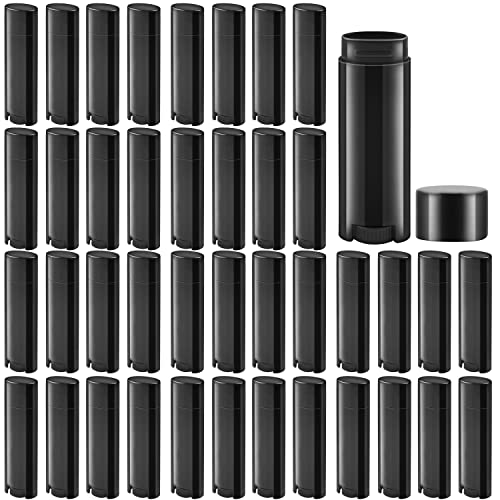 40 tubos ovalados de bálsamo labial de 4,5 g, de plástico, rellenables, para pintalabios, bálsamo labial casero, desodorantes, crayón (negro)