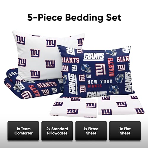 FOCO New York Giants NFL Team Color Bed in a Bag Comforter Bedding 5 Piece Full Set by FOCO - Used condition - Image 3