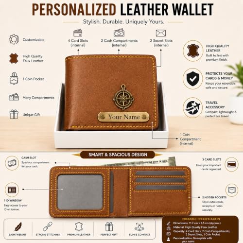 Image of Travel Gift Set for Men | Personalized Wallet, Passport Holder, Sunglass Cover & Keychain | Custom Name Gift