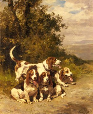 Peinture à l'huile Hunting Dogs De Penne reproduction sur toile