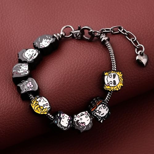 SONGCHANGJEWELRY Anime Slayer Bracelet with 9 Character Charms – Q Style Alloy Chain Featuring Tanjiro, Nezuko, Rengoku, and More – Otaku Gift for Fans and Collectors4