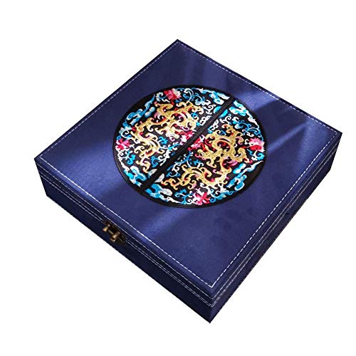 Cadeau pour femme boîte à bijoux brodée coffret de rangement 2 couches flanelle