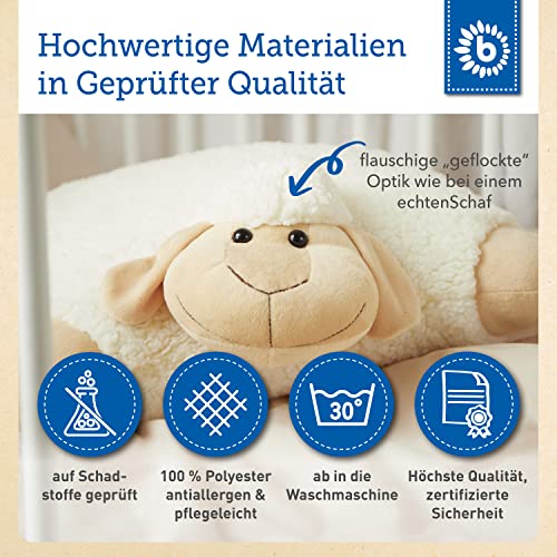 Bieco XXL Schaf Kuscheltier Groß 45 cm Plüschtier Weiß aufklappbar Kinder Kissen Schmusetier, riesen Kuscheltiere, Plüschtier Groß, Zierkissen, Dekokissen, Lieblingsmensch, Sheepworld