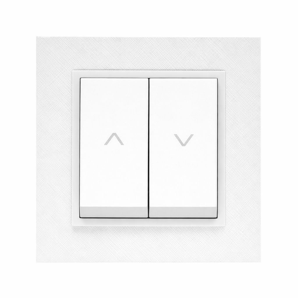 ILUMINASHOP ® Mecanismo pared Empotrable con Marco, 100-250V AC, Mecanismo Eléctrico 85x85mm, Fácil Instalación, Fácil de Limpiar (Pulsador Doble Para Persianas Automáticas, Blanco PC)
