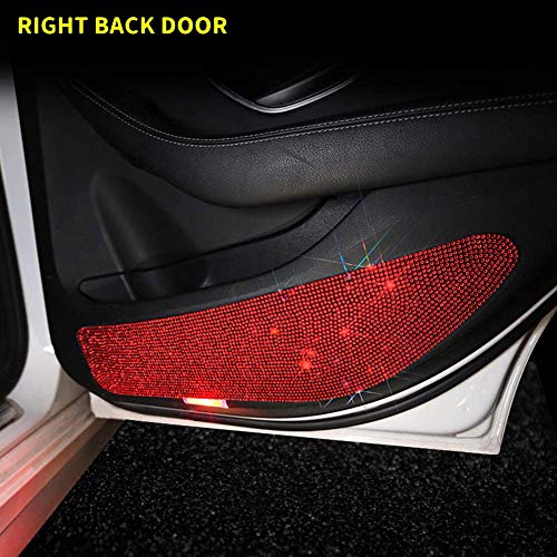 Image of Eing Bling Car Anti-Kick Pad Crystal Door Protective Pad Universal Anti-Collision Stickers, 4 Pack /Set (2 for Front, 2 for Back Seat), Red