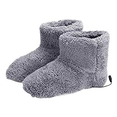 Idea Regalo - Pantofole riscaldanti elettriche USB scaldapiedi invernali riscaldate elettriche, peluche caldo piedino elettrico lavabile a caldo uomo/donna grigio
