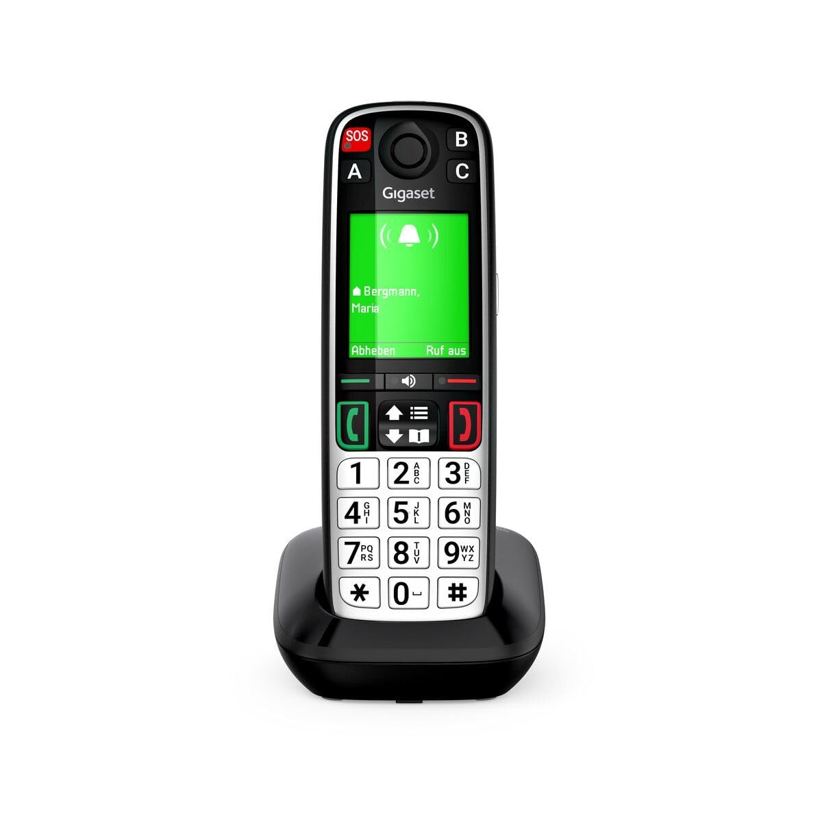 Gigaset EASY 500・Analoges/DECT-Telefon・Kabelloses Mobilteil・Freisprecheinrichtung・200 Eintragungen・Anrufer-Identifikation・Schwarz・Silber (S30852-H3115-B101)