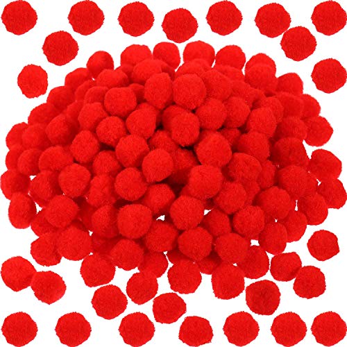 200 Pieces Red Pom Poms Christmas Fluffy Pom Balls Craft Pompoms for Christmas Reindeer Crafts DIY Making, 2 cm