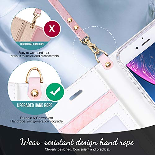 Fyy Designed For Iphone Se Case 2022 (3Rd Gen) / Iphone Se Case 2020 (2Nd Gen) / Iphone 7 Case/Iphone 8 Case, Luxury Pu Leather Wallet Phone Case With Card Holder Flip Kickstand Cover Pink #TOP5