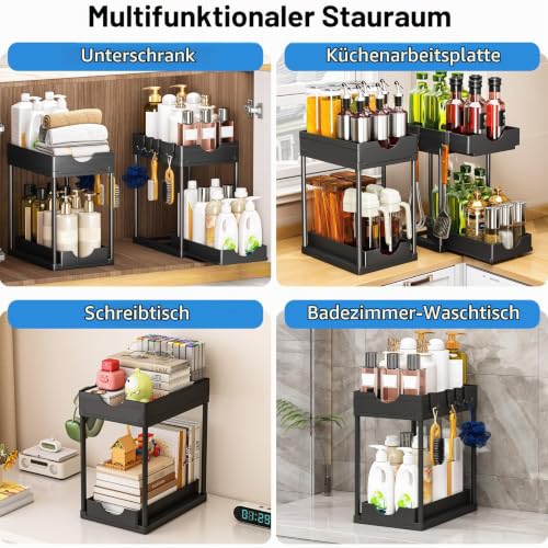 TidyTrove 2 Stück Küchen Organizer Unter Waschbecken Regal 22x 35,7X 39cm – Ansicht 5