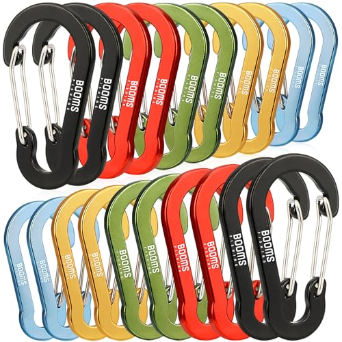 Booms Fishing 20Pack Small Carabiners: Multi-use 2in Carabiner Clips - Mini Keychain Caribeaner Clip for Keys, Camping, Hiking, Fishing, Kayaking - 5 Mixed Colors