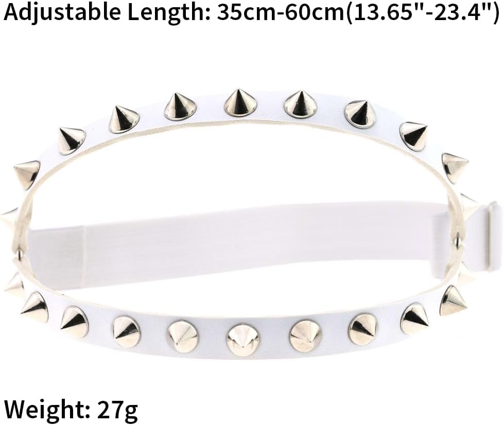 FM FM42 Multicolor PU Simulated Leather Spikes Rivets 2-Layer Adjustable Leg Ring Elastic Garter, Pack of 2 PCs