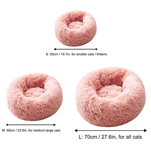 Almofada de cama de animal de estimação,Funien Cama de pelúcia para gatos Almofada redonda calmante