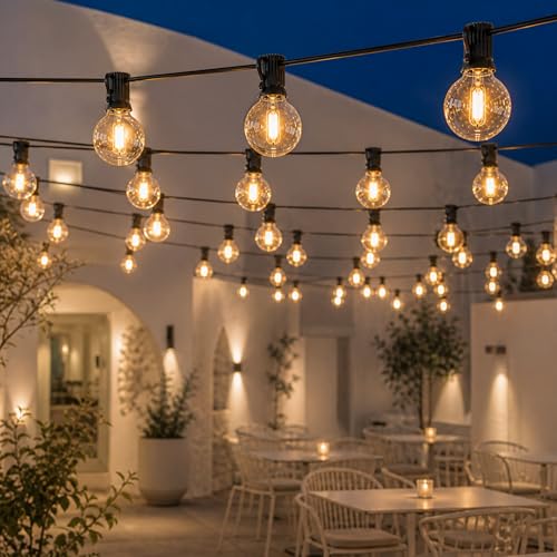 Desidiya® Outdoor String Light 25 Feet G40 Globe Ball with 25 Edison Bulbs Outdoor String Light Waterproof Patio Balcony Lighting Backyard Porch Cafe 