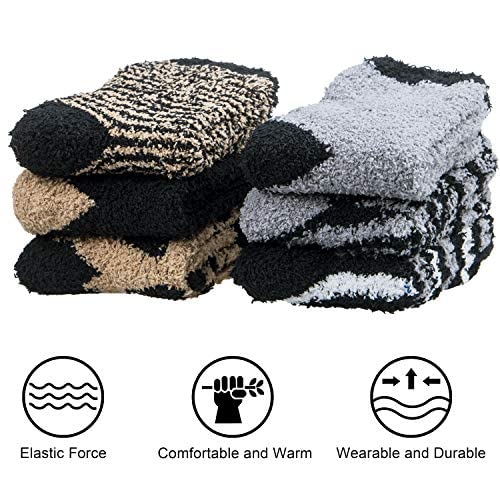 Image of Loritta 6 Pairs Womens Fuzzy Socks, Winter Warm Fluffy Slipper Socks