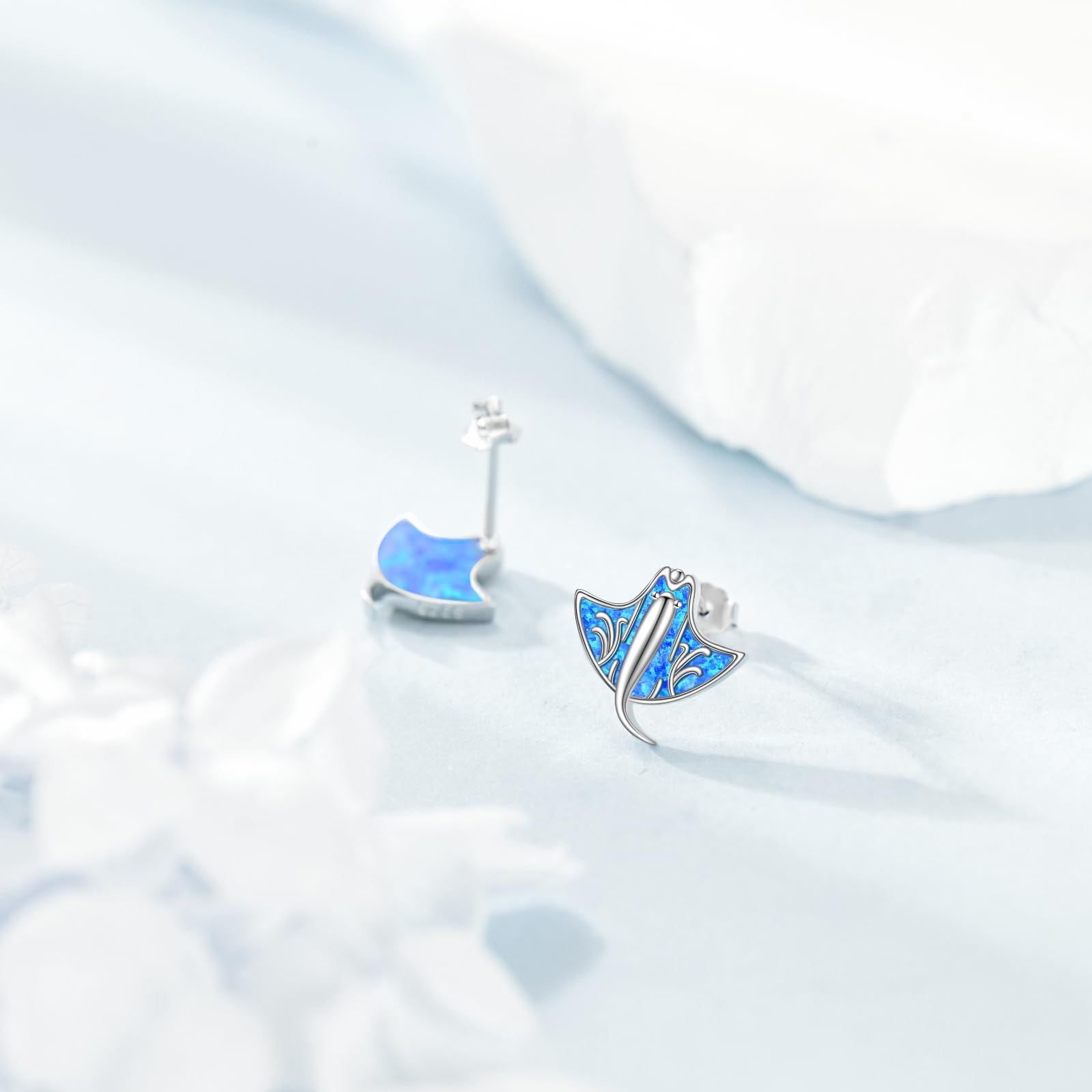 Stachelrochen Ohrstecker 925 Sterling Silber Stachelrochen Stecker Ohrringe Opal Manta Schmuck Für Frauen Ozean Liebhaber Geschenke