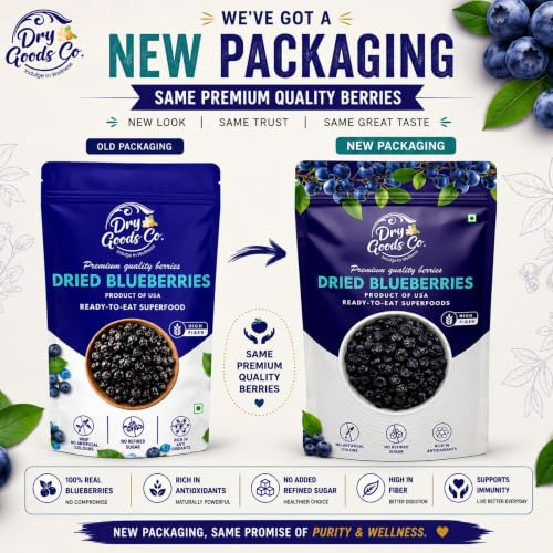 Image of Dry Goods Co. Dried Blueberries 400g | No Added Sugar | A++ Quality | Lab Tested | Rich in Antioxidants (200g X 2)
