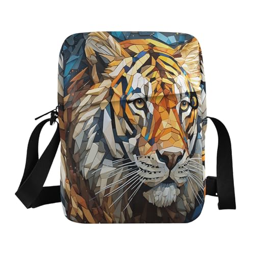 small messenger bag for men men shoulder bag cross body purses for women Adjustable Strap for Outdoor Daily Outdoor Daily- Style Illustration Tigers Yellow