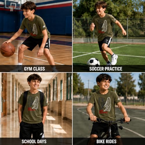 Image of New Balance Boys Athletic Shorts Set - 2 Piece Cotton Blend Jersey Shirt and Active Basketball Shorts for Boys