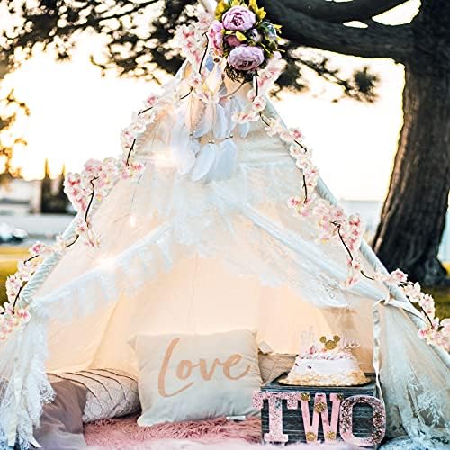 4 Pack 5.9FT Artificial Cherry Blossom Garland Cherry Blossom Flower Hanging Vine Silk Floral Garland Flowers String Fake Flowers Garland for Home Wedding Garden Arch Outdoor Party Wall Decoration