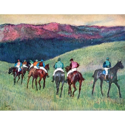 Impression sur toile de maître : tableau Degas course de chevaux 76x101 cm déco murale chic