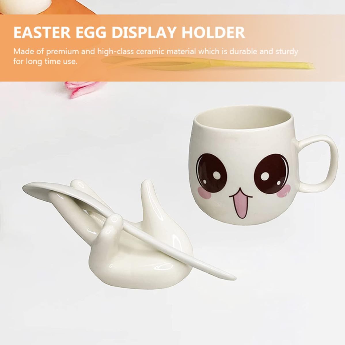 2pcs Ceramic Hand Shaped Egg Cup Holder Stand for Display and Serving