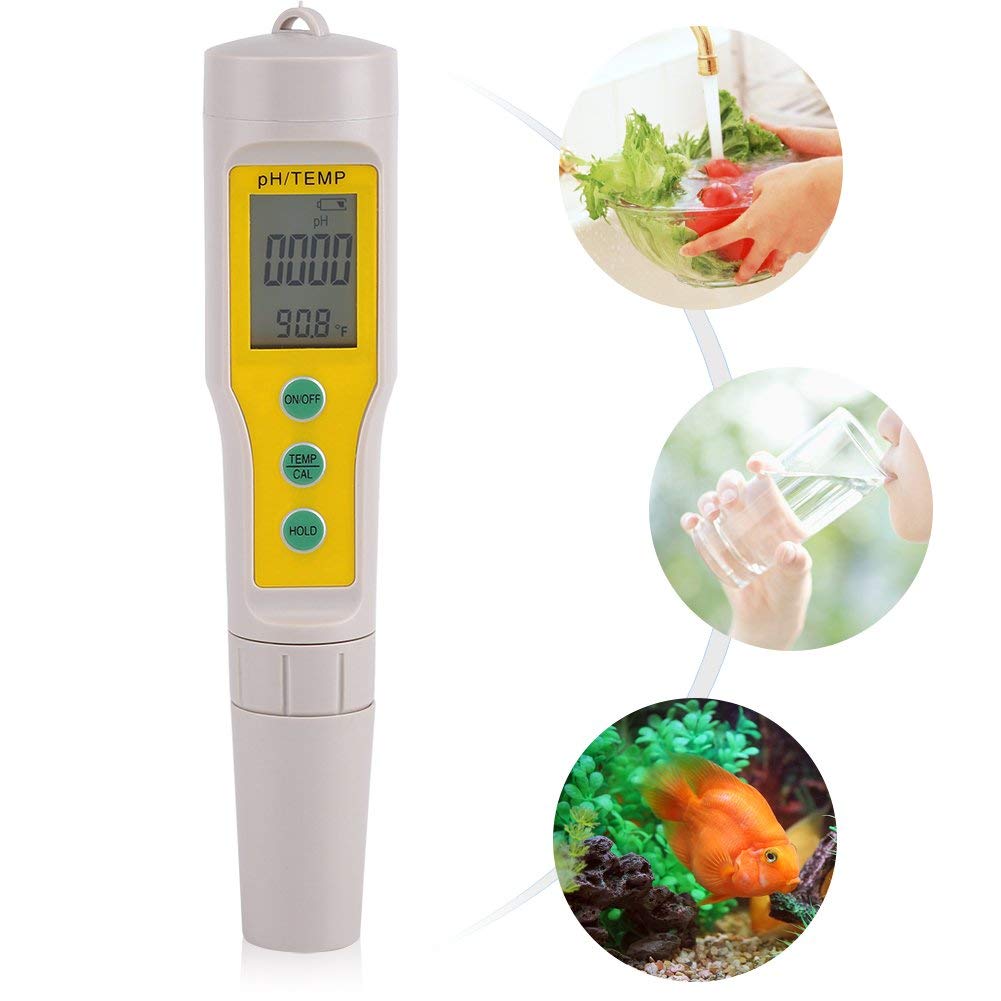 Probador de medidor de pH, medidor de pH digital portátil con pantalla LCD Probador de calidad del agua para piscina/estanque/acuario/piscina/agua potable.