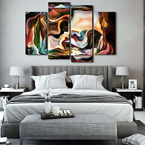 Colorful Abstract Wall Art Canvas Prints Mid Century Wall Decor 4 Piece, Modern Abstract Egyptian Pictures Posters For Bathroom Living Room Watercolor Paintings Aesthetic Artwork Home Decorations #TOP4