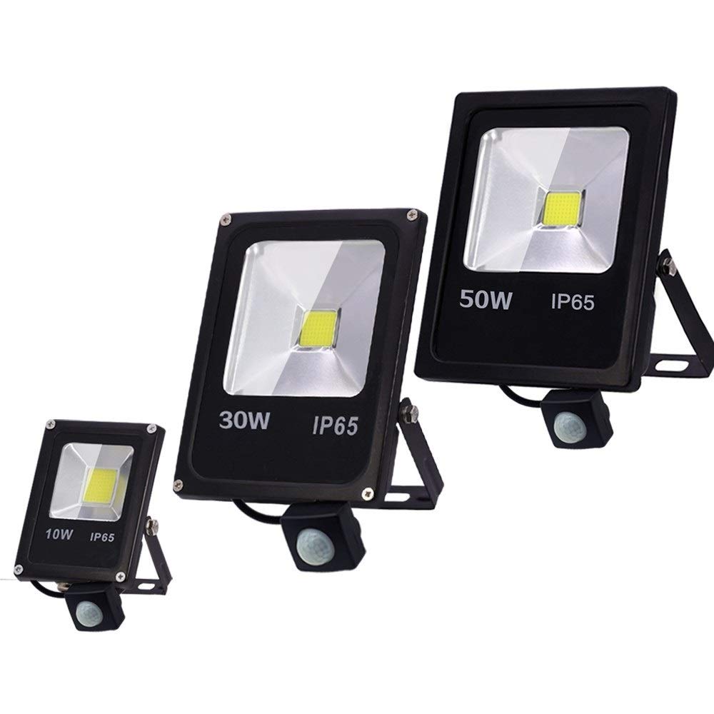 Iluminación Al aire libre Foco LED proyector de luz de inundación del sensor de movimiento LED 220V 50W 30W 10W lámpara de pared reflector IP65 impermeable de la iluminación Bombillas doméstica