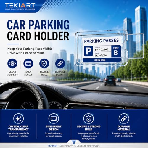 Image of Car Card Holder for Windshield Glass, Transparent, Professional Look, Display Any Card