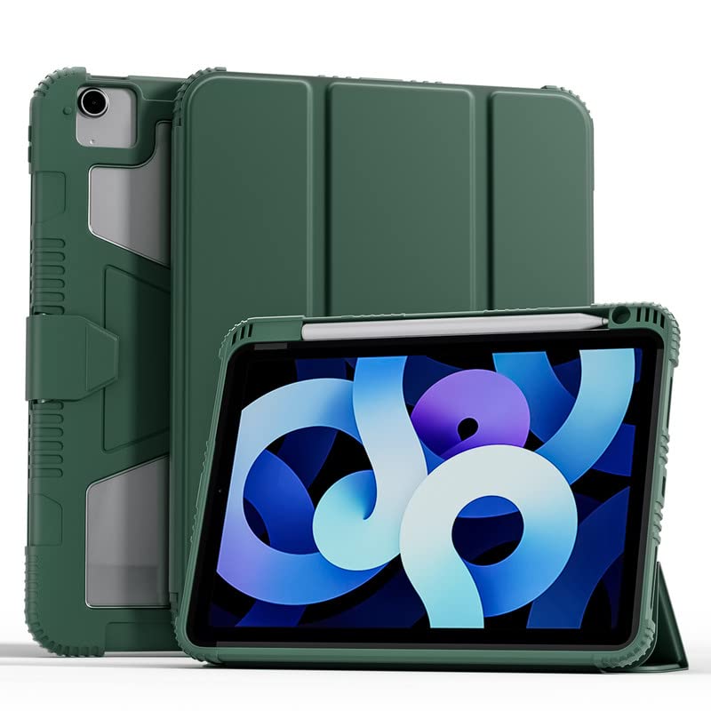 SwooK Shockproof Flip Cover Case with Pencil Holder/Wake-Sleep for iPad Pro 11” 1st 2nd 3rd Gen M1 iPad A2301 A2377 A2459 A2460 A2228 A2068 A2230 A2231 A1980 A2013 A1934 A1979 Cover Case (Green)