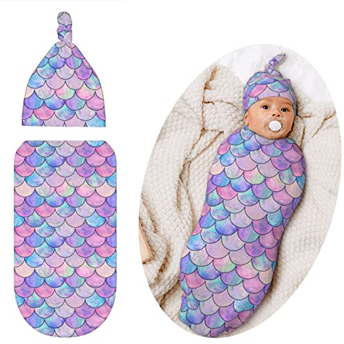 Image of Jarverce Swaddle Blanket for Baby, Soft Sleeping Bag, Swaddling Sack for Newborn Unisex Baby Stuff, Mermaid