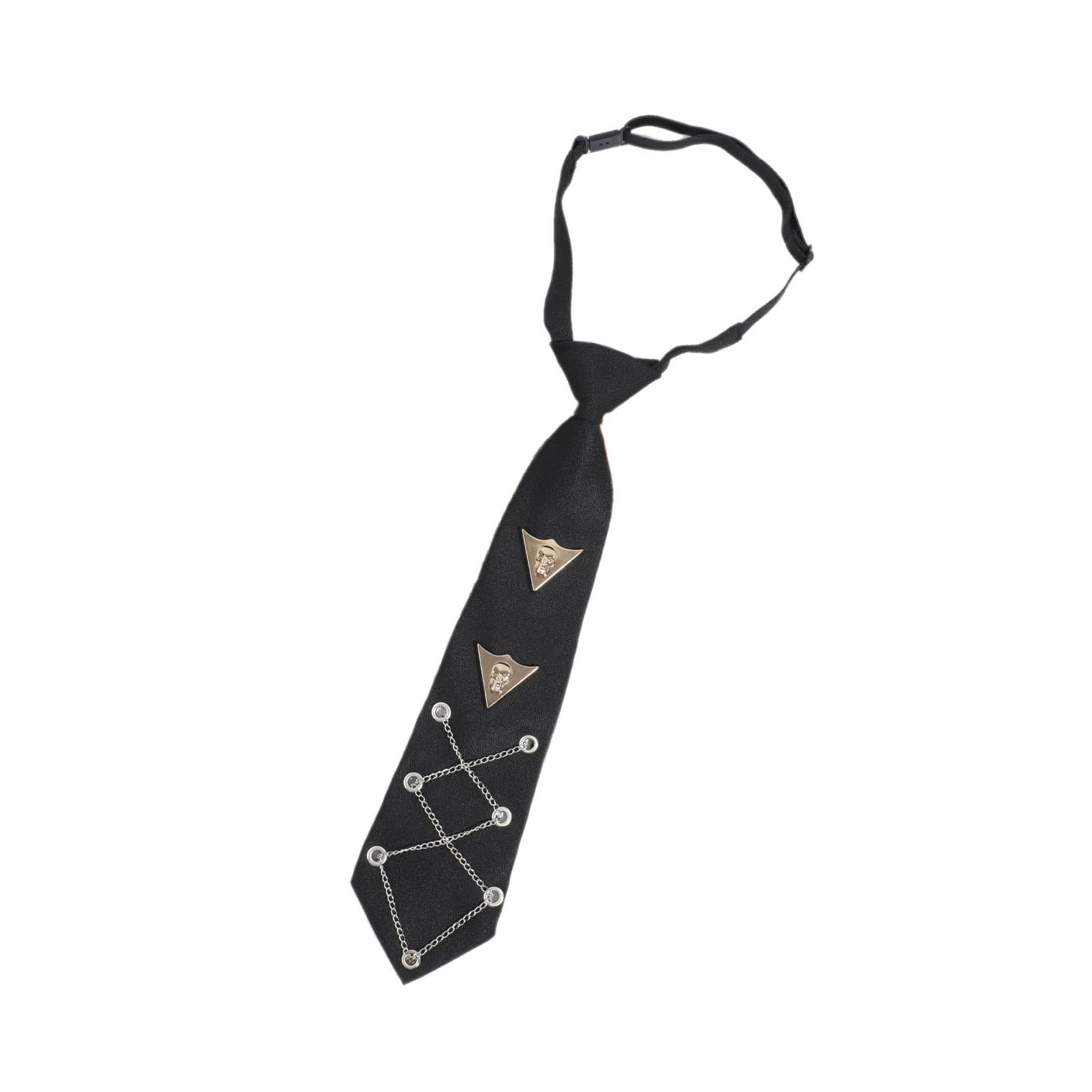 Ljmyy Trendy Geometric Skull Chain Pattern Necktie For Men And Women Fashion Pre-tied Ties For Party Prom Banquets Date