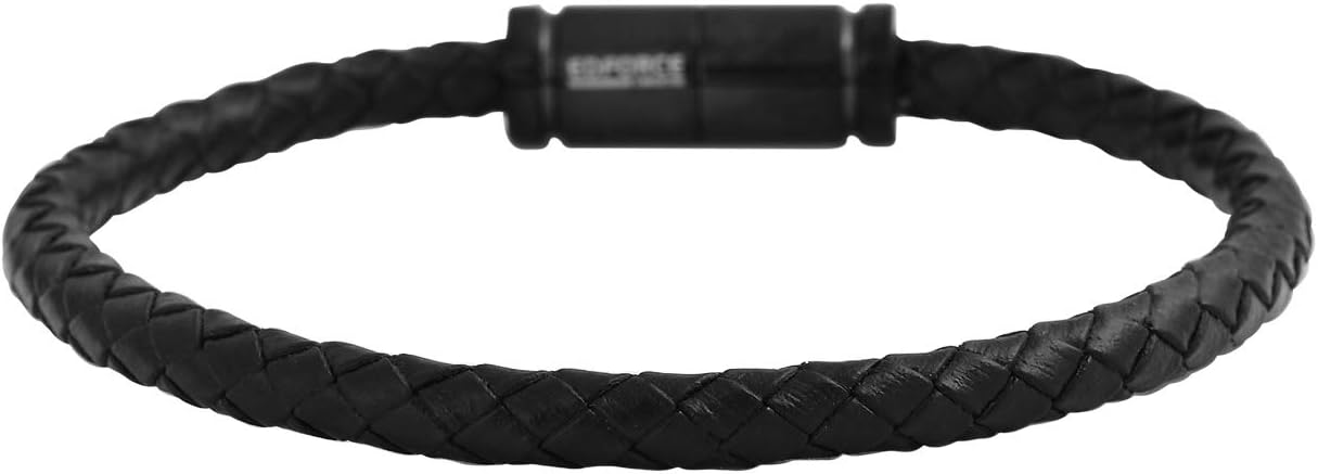 Edforce Stainless Steel Men's Braided Leather Bracelet - Image 4