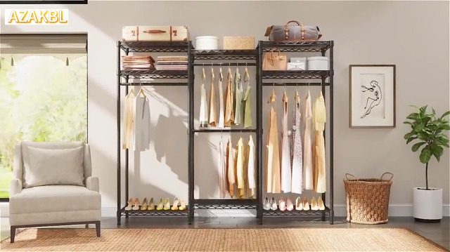 Amazon｜AZAKBL ハンガーラック 大容量 頑丈 洋服ラック 大容量