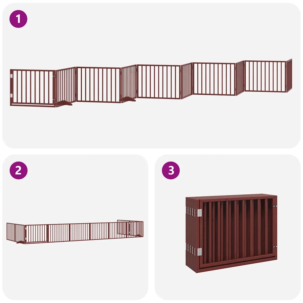 Puerta para perros con puerta marrón 800 cm madera de álamo plegable portátil al aire libre interior seguridad para mascotas para perros, cachorros, protección, entrenamiento, hogar, jardín